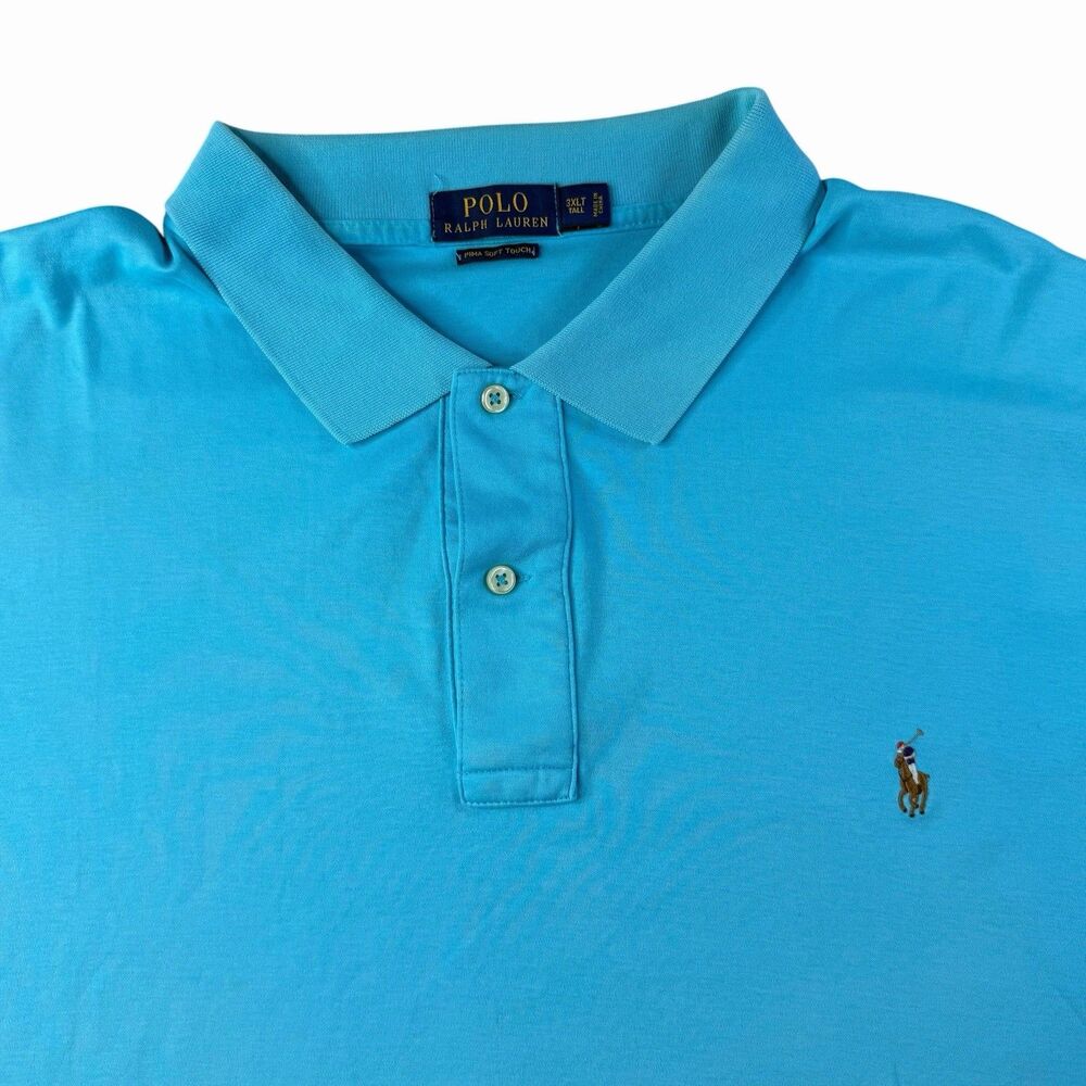 Polo Ralph Lauren Cove Blue Polo Shirt Men’s 3XLT Pima Soft Touch Pony Preppy